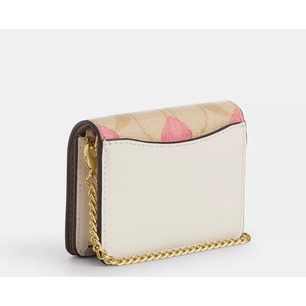 New Coach Boxed Mini Wallet On A Chain In Signature Canvas With Heart Print - Picture 4 of 12